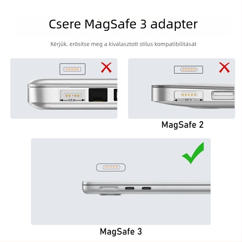Type-C női csatlakozó MagSafe 3 adapter – 100W PD, MagSafe 3 kompatibilis, OEM