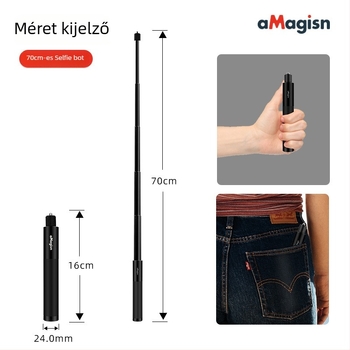 Amagisn Láthatatlan selfie pálca – egyenes húzás design, alumínium ötvözet, kompatibil Insta360 One X2/One RS, GoPro Max és DJI