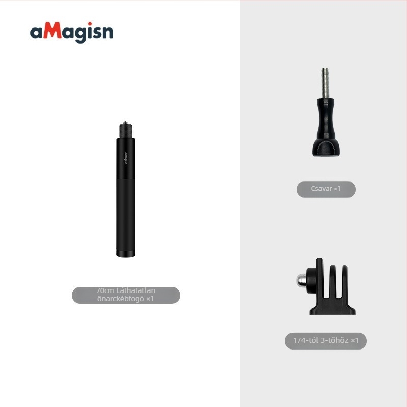 Amagisn Láthatatlan selfie pálca – egyenes húzás design, alumínium ötvözet, kompatibil Insta360 One X2/One RS, GoPro Max és DJI