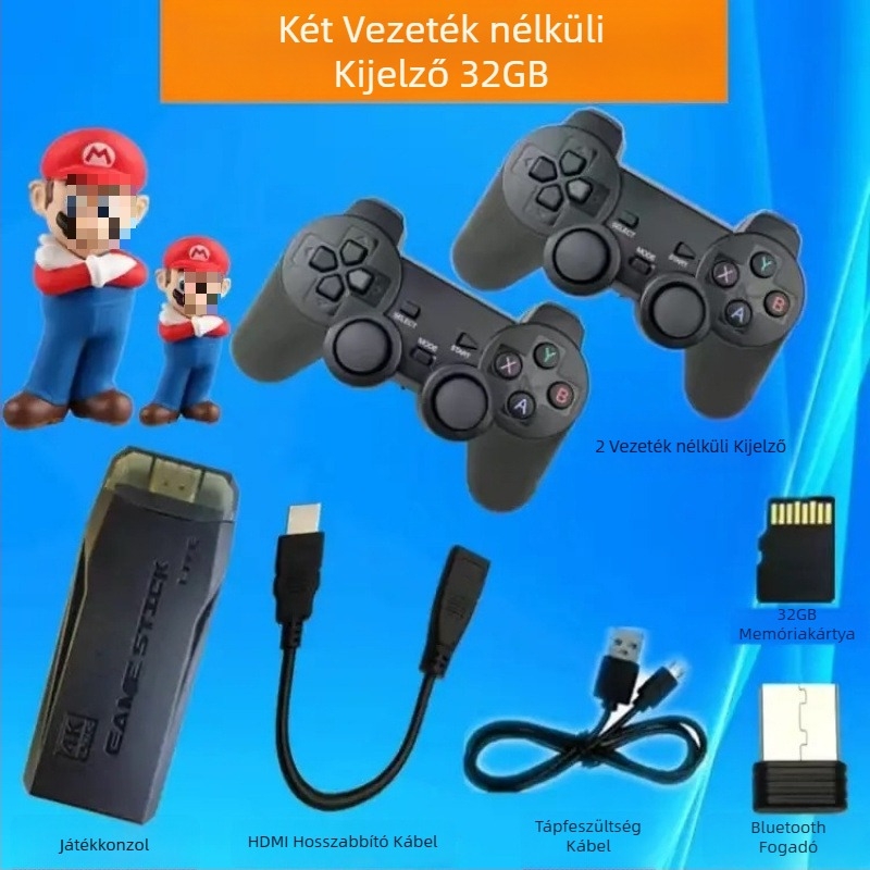 2025 Otthoni TV-játékkonzol, 4K HD, Bluetooth vezeték nélküli, két játékos, retro arcade