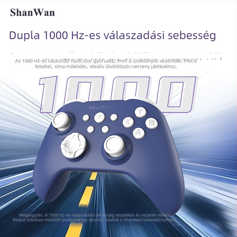 Shanwan Q34B játékkontroller, három mód, kettős Hall joystick, háromfokozatú adaptáció, hat-tengelyes mozgásérzékelés, Bluetooth és Type-C, kompatibil PC, Apple, Android, SWITCH