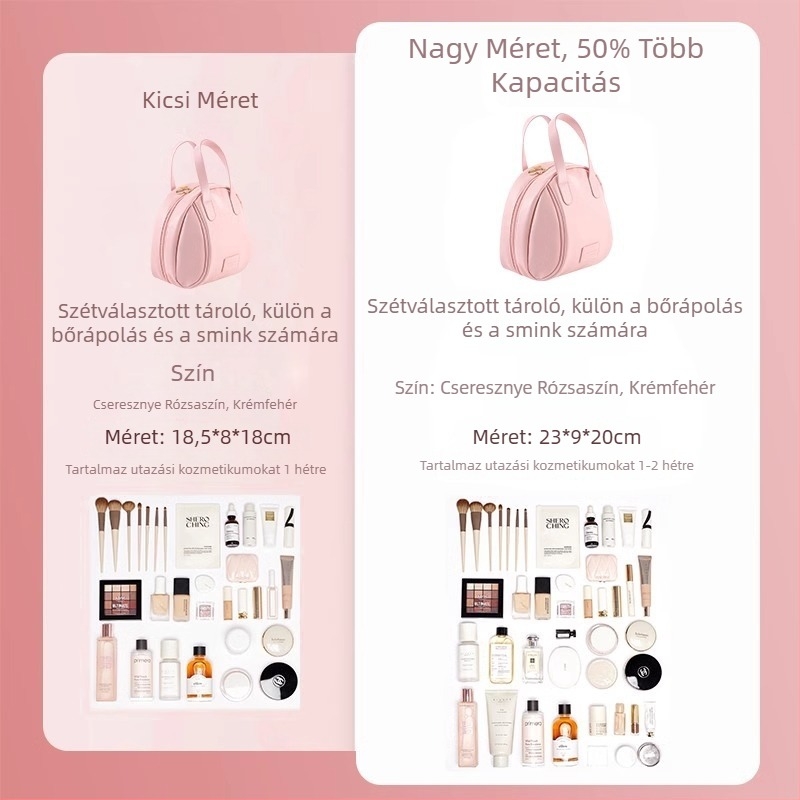 PU anyagú kozmetikai táska - vízálló, bővíthető, egyszínű design, poliészter bélés, nőknek