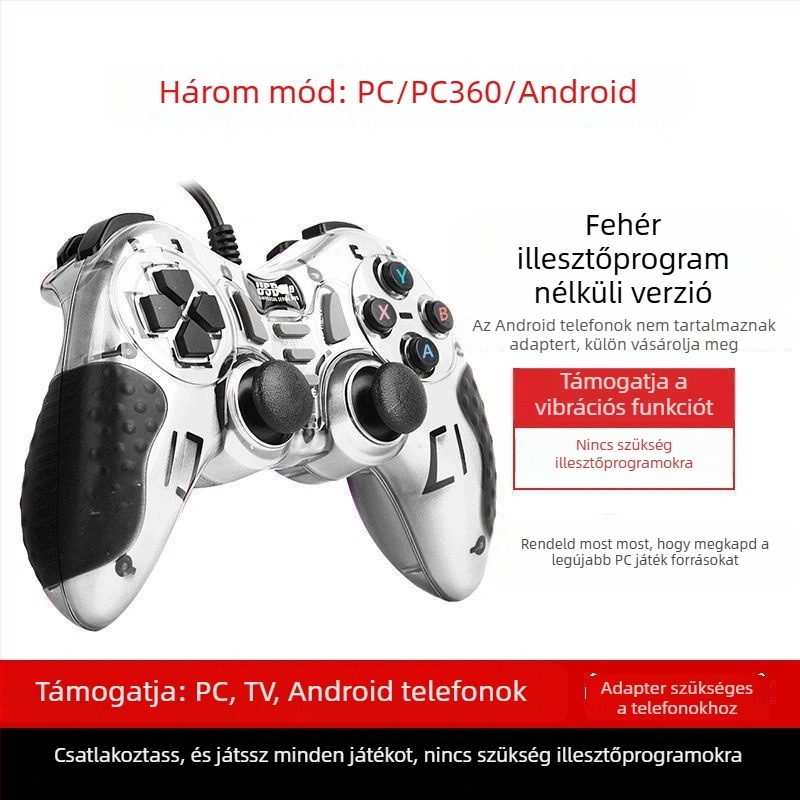 Kábeles USB-s PC játékjoystick Turbo Burst a Steam-emulátorhoz