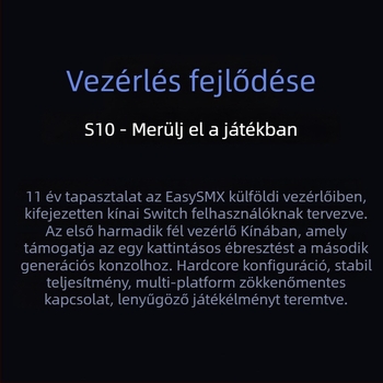 Játékvezérlő S10 egyetlen kattintásos ébresztési funkcióval (Modell: S10; Kapcsolat: Bluetooth/vezetékes; Kompatibilitás: PC/Switch/Android/Apple; Anyag: ABS; Funkció: Ébresztés egy kattintással)