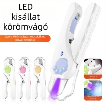 LED-es világítású kisállat körömvágó reszelővel, macskáknak és kutyáknak – vérzés elleni kialakítás