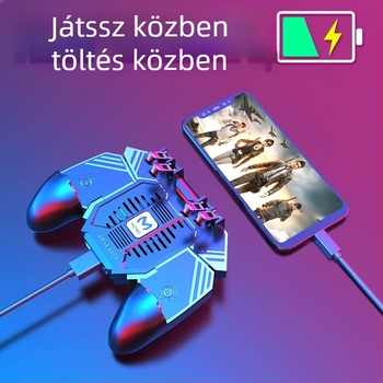 AK77 Hatujjú játékvezérlő ergonomikus kialítítással, hűtés hideg levegővel és power bank, kábeles PS/2 joystick erővisszacsatolással, ABS + fém, kompatibilis iOS és Android eszközökkel