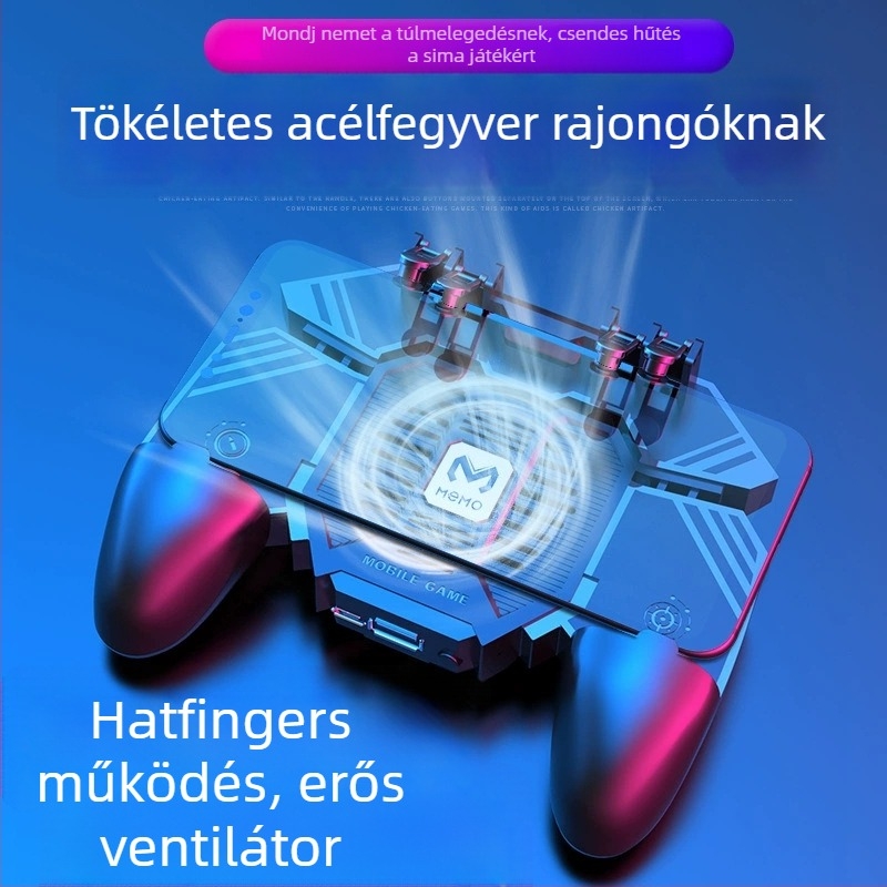 AK77 Hatujjú játékvezérlő ergonomikus kialítítással, hűtés hideg levegővel és power bank, kábeles PS/2 joystick erővisszacsatolással, ABS + fém, kompatibilis iOS és Android eszközökkel