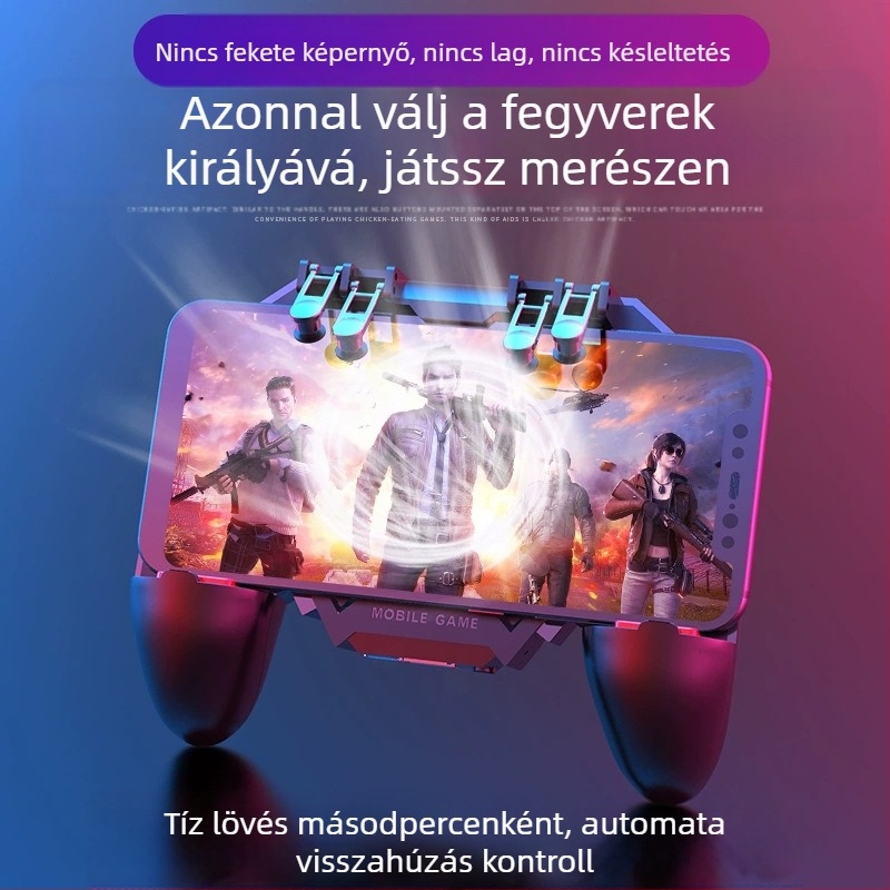 AK77 Hatujjú játékvezérlő ergonomikus kialítítással, hűtés hideg levegővel és power bank, kábeles PS/2 joystick erővisszacsatolással, ABS + fém, kompatibilis iOS és Android eszközökkel