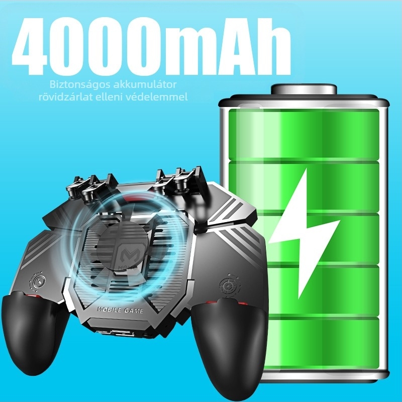 AK77 Hatujjú játékvezérlő ergonomikus kialítítással, hűtés hideg levegővel és power bank, kábeles PS/2 joystick erővisszacsatolással, ABS + fém, kompatibilis iOS és Android eszközökkel