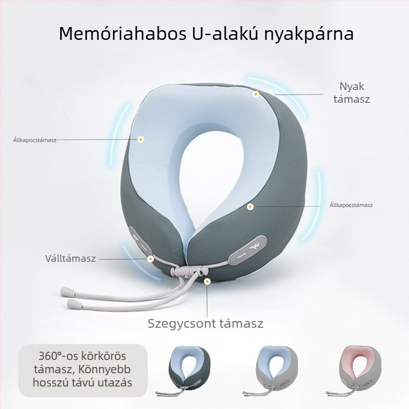 Memóriahabos U-alakú nyakpárna, utazásokhoz, hordozható irodai pihentető párna