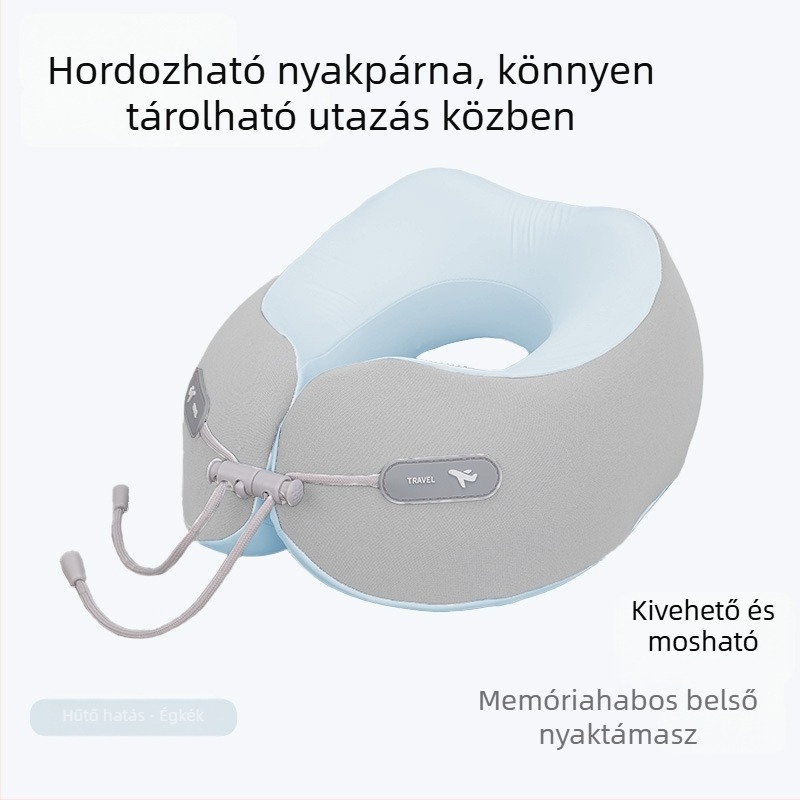 Memóriahabos U-alakú nyakpárna, utazásokhoz, hordozható irodai pihentető párna