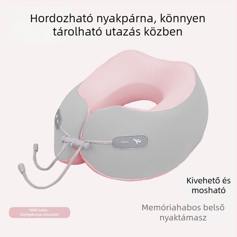 Memóriahabos U-alakú nyakpárna, utazásokhoz, hordozható irodai pihentető párna