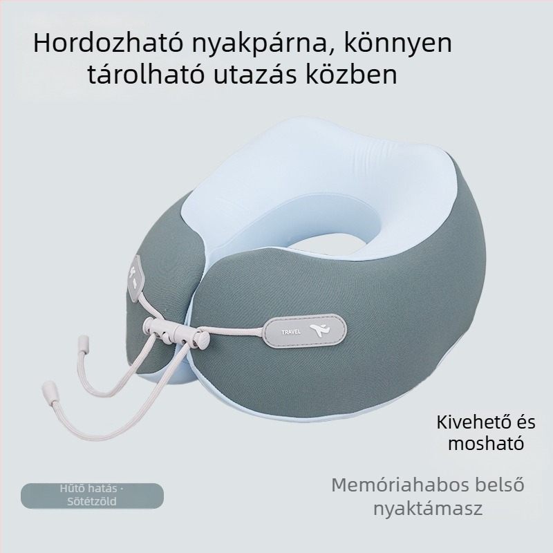 Memóriahabos U-alakú nyakpárna, utazásokhoz, hordozható irodai pihentető párna