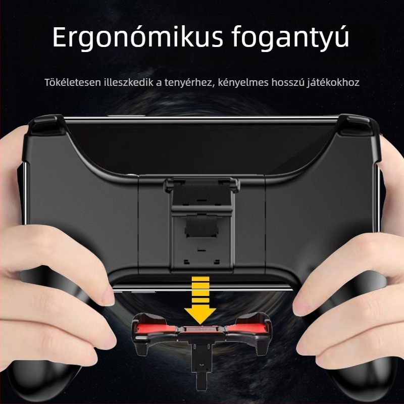 Játékkontroller S-01 érintőképernyős telefon interfész, ABS ötvözet test, rezgésmentes, telefon tartó (Modell: S-01; Interfész: Érintőképernyő telefon; Anyag: ABS ötvözet; Rezgés: Rezgésmentes)