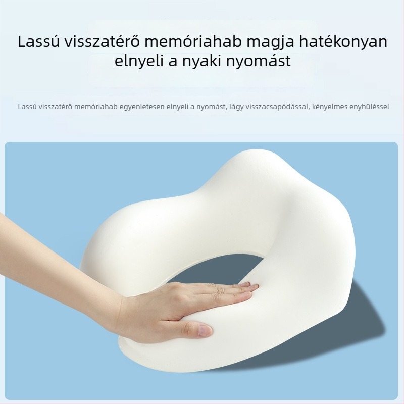 Memóriahab U-formájú utazó nyakpárna, ultra-soft spandex anyaggal, felnőtteknek