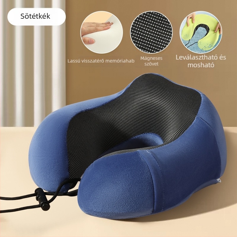 Memóriahab U-formájú utazó nyakpárna, ultra-soft spandex anyaggal, felnőtteknek