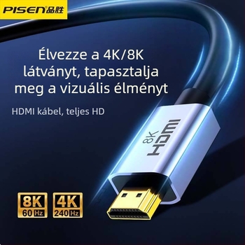 Pinsheng HDMI-kábel PC-hez, 3 m, alumínium ötvözet, aranyozott csatlakozók, adapterkábel