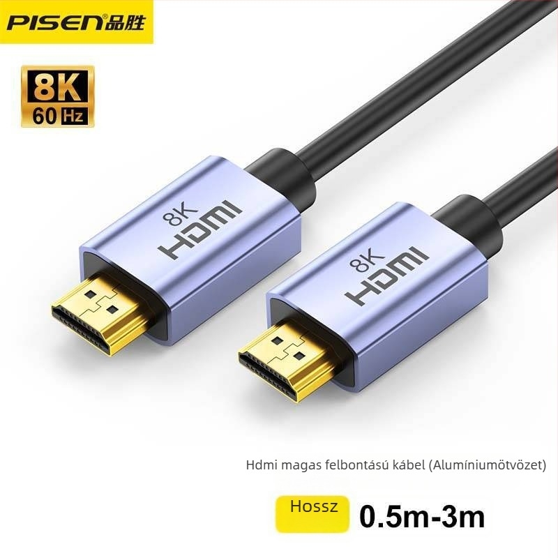 Pinsheng HDMI-kábel PC-hez, 3 m, alumínium ötvözet, aranyozott csatlakozók, adapterkábel