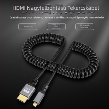 Mini HDMI–HDMI kábel, 4K támogatás, ezüstözött csatlakozók, réz vezeték, tabletekhez és kamerákhoz