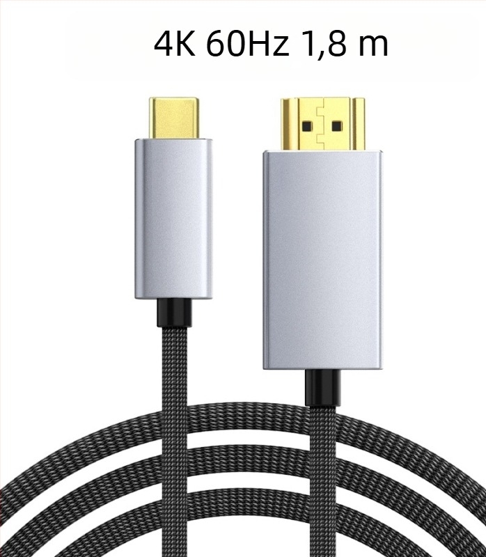 Type-C → HDMI 4K60Hz HD videókábel rézvezetővel, USB-C HDMI adapter mobiltelefonokra, számítógépekhez és monitorokhoz (CV-T-09A, Chen Wei)