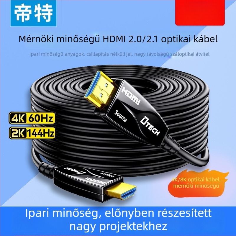 Optikai HDMI-kábel 2.1 verzió, PC-hez és vetítéshez, támogatja az 8K/4K60Hz-t