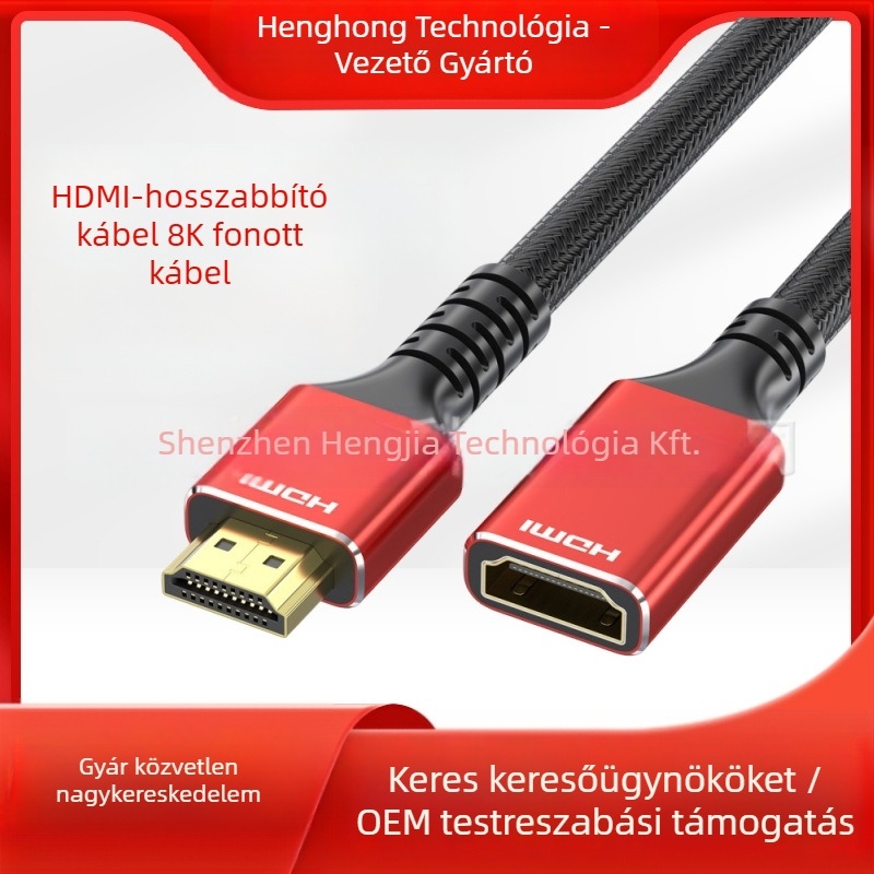 HDMI hosszabbító kábel, férfi–női, 4K kompatibilis, adapterkábel, hossz 1.5 m