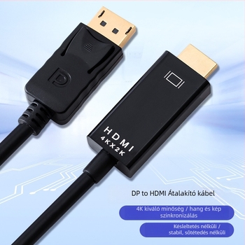 Mini DP–HDMI kábel, 1,8 m, réz vezetők, aranyozott csatlakozók, DP–HDMI adapter, HYX-48