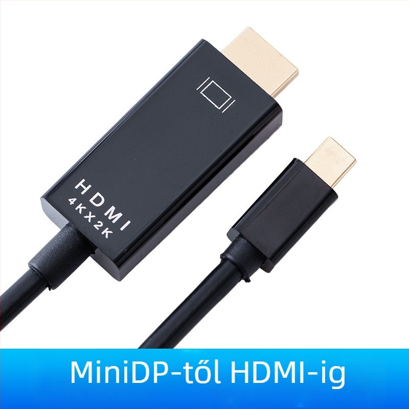 Mini DP–HDMI kábel, 1,8 m, réz vezetők, aranyozott csatlakozók, DP–HDMI adapter, HYX-48