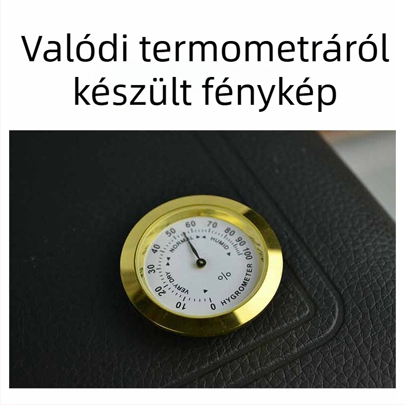 Járműbe szerelt beépített mini hőmérséklet- és higrométer szivar dobozokhoz, hangszer- és poggyász használathoz (±1°C, ±5% RH, felbontás 1°)