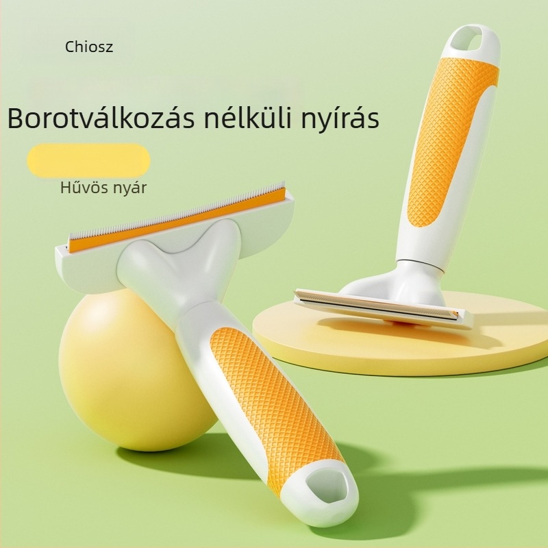 Állatgondozási fésű a szőrszálak kifésülésére és a laza szőr eltávolítására - ABS / rozsdamentes acél, Seven oh