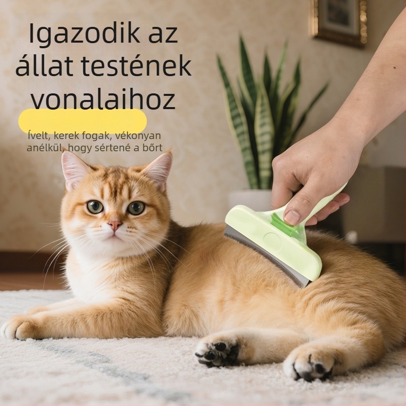 Állatgondozási fésű a szőrszálak kifésülésére és a laza szőr eltávolítására - ABS / rozsdamentes acél, Seven oh