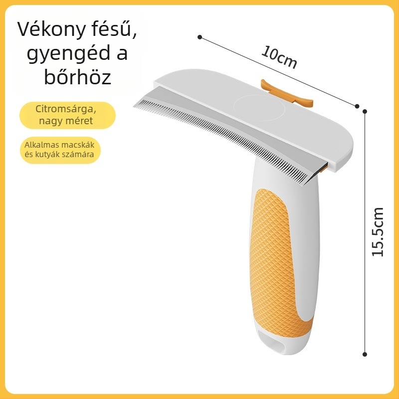 Állatgondozási fésű a szőrszálak kifésülésére és a laza szőr eltávolítására - ABS / rozsdamentes acél, Seven oh