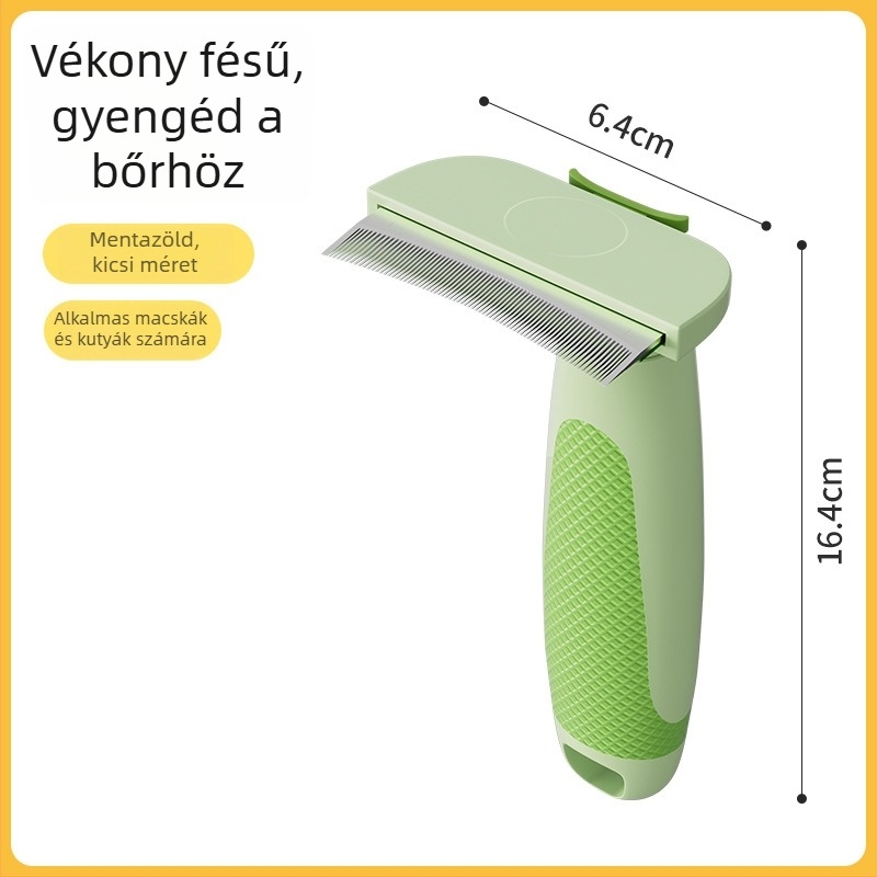 Állatgondozási fésű a szőrszálak kifésülésére és a laza szőr eltávolítására - ABS / rozsdamentes acél, Seven oh