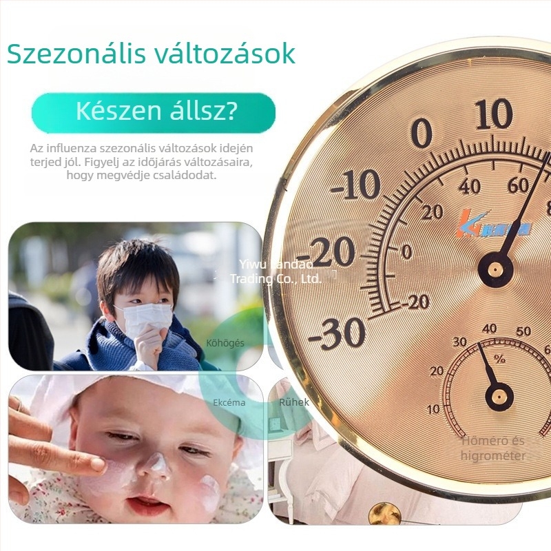 Otthoni használatra szánt analóg hőmérséklet- és páratartalom-mérő mutatóval