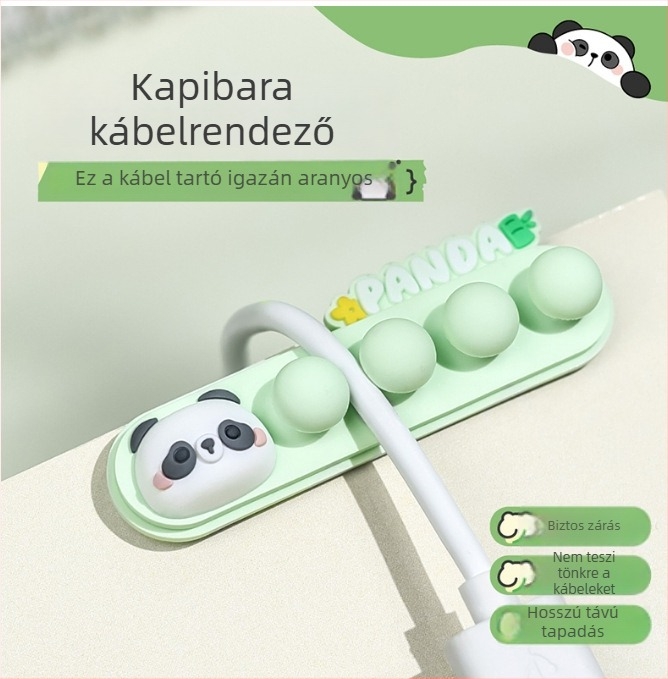 WS-R02 Capibara szilikon kábelhajtó, asztali tartó, cartoon stílus, PVC, alkalmas fejhallgató- és adatkábelekhez