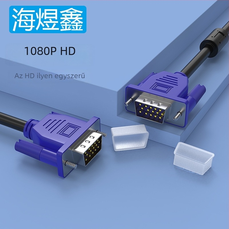 VGA-kábel, 15 tűs, réz vezetők, injektált formázású, modell 4+5VGA LCD monitorokhoz és notebookokhoz