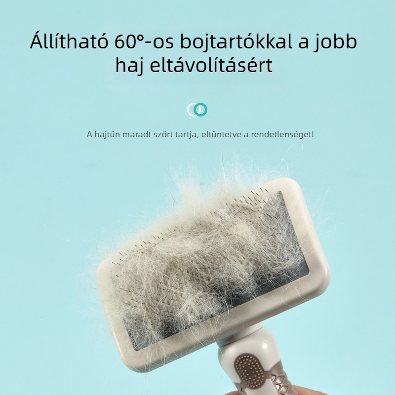 YOMI kisállat szőr eltávolító keféje – egy kattintásos szőrtelenítés, csomó- és bolyhosodás tisztítása, macskáknak és kutyáknak, ápoló kefe tűs fejjel; ABS+TPR+rozsdamentes acél