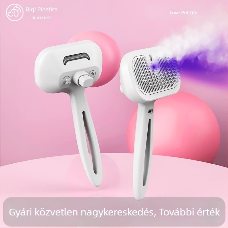 Beech újratölthető állatgondozó spray-kefe masszázs funkcióval — eltávolítja a laza szőrt macskáknál és kutyáknál, ABS