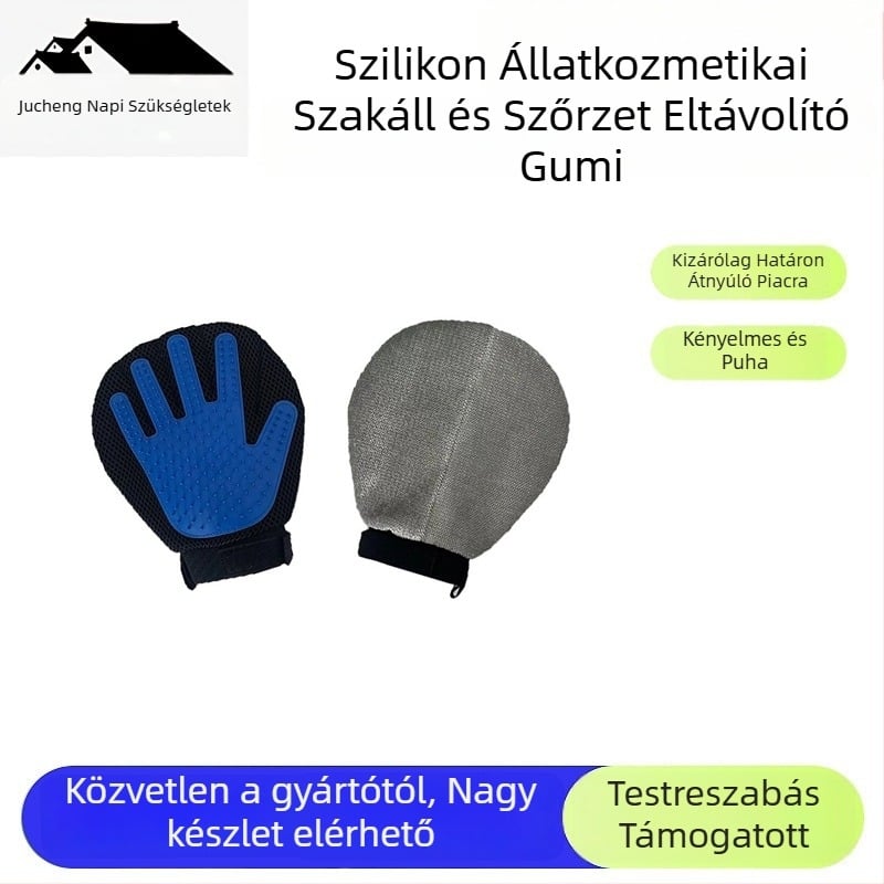 Jucheng macskaápoló kesztyűk, kör alakú hajkefével a macskák ápolásához, poliészter, hosszú szőrű macskáknak