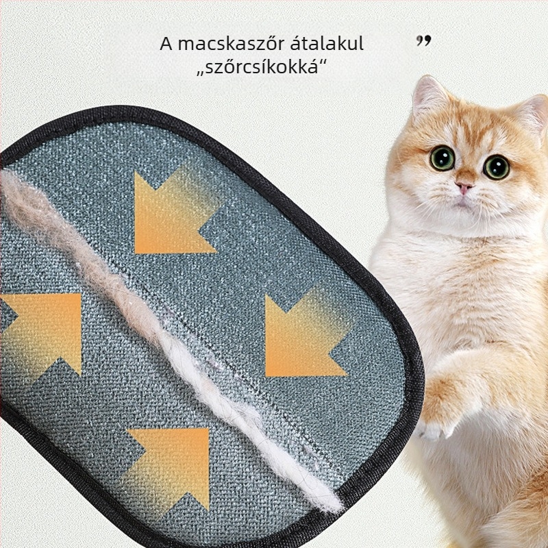 Jucheng macskaápoló kesztyűk, kör alakú hajkefével a macskák ápolásához, poliészter, hosszú szőrű macskáknak
