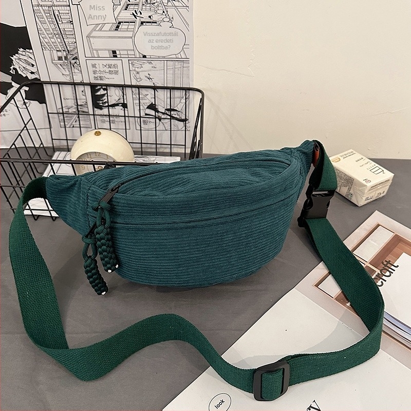 Corduroy női crossbody táska belső patch zsebbel, cipzáras záródás, poliészter bélés, 2024 tavasz megjelenés