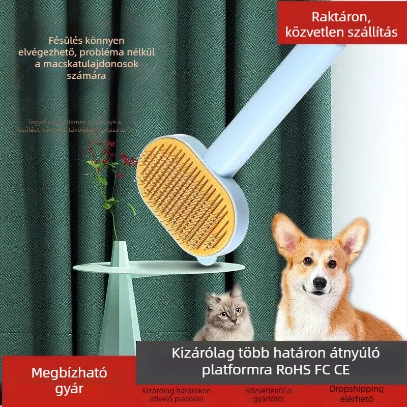 Macska- és kutya szőrmentesítő keféje — ABS anyag, egy gombnyomásos szőrmentesítés, automatikus szőr eltávolítás, csomóoldás