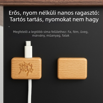 Modern kuboid alakú fa kábelrendező asztalra és a falra, adatkábelekhez