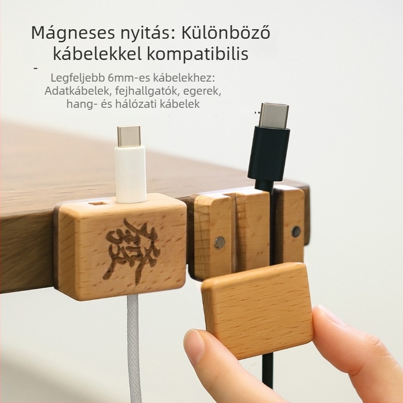 Modern kuboid alakú fa kábelrendező asztalra és a falra, adatkábelekhez