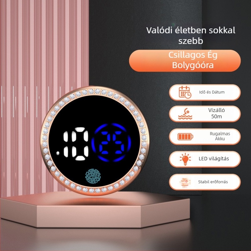 Autó vízhőmérséklet-mérő - állítható szögű, öntapadós kijelző, kompakt óra
