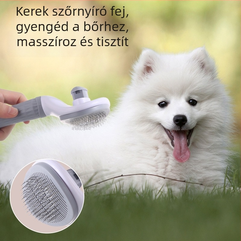 Kutya fésű rozsdamentes acél tüskékkel, PP fogantyúval, szőrzetápoláshoz