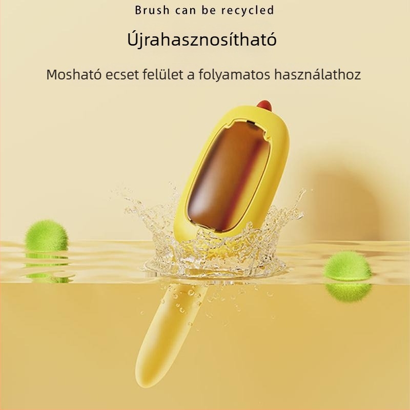 Elektrostatikus szőr-eltávolító kefe görgővel – mosható, hosszú nyél, macska- és kutyaszőr eltávolítására