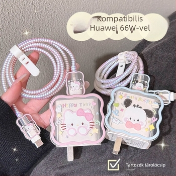 Huawei 66W töltővédő burkolat és 88W adatkábelvédő burkolat, törésálló, Mate60 töltőkábel védő, rajzfilmszerű stílus, aranyos