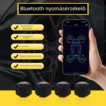 TAJC TPMS Bluetooth alkalmazással, külső hordozható abroncsnyomás-ellenőrző rendszer, nagy precíziós mérő, univerzális kompatibilitás