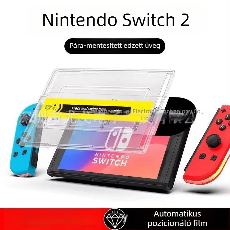 Nintendo Switch 2 képernyővédő üveg – elülső fólia, HD, anti-ujjlenyomat, UV-védelem, matt felület, nem teljes kijelző fedettség